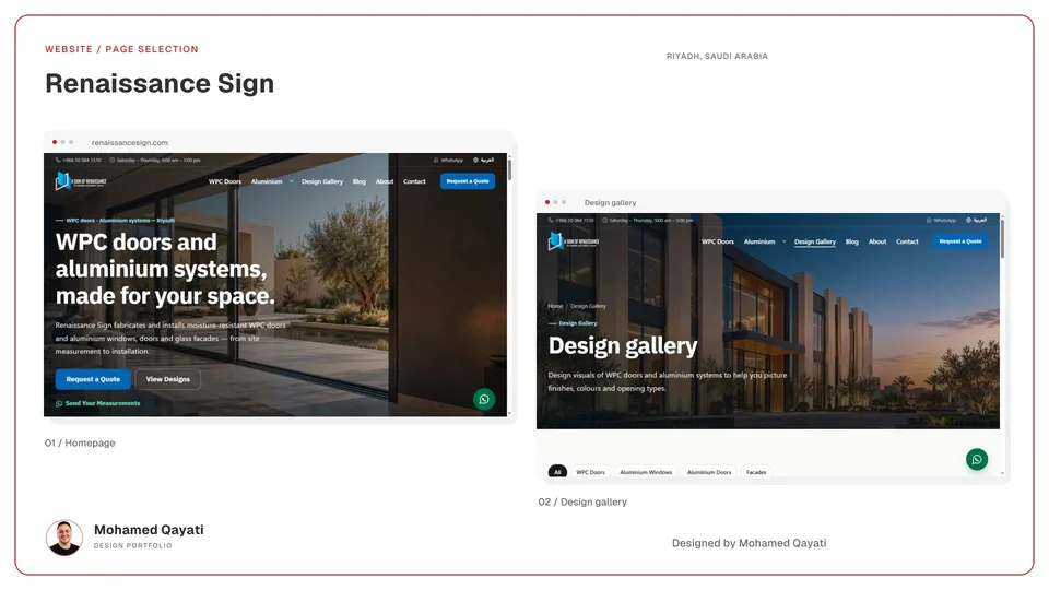 Renaissance Sign website — inner pages