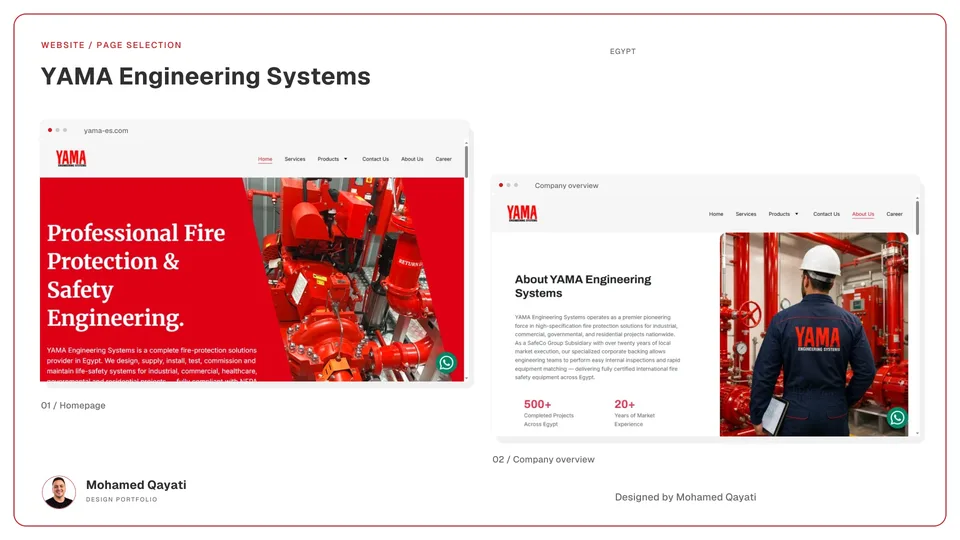 YAMA Engineering Systems website — inner pages